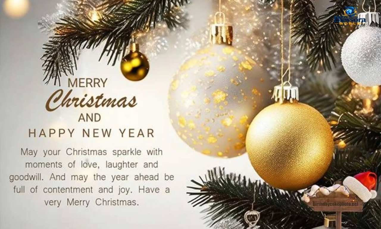 Christmas and New Year messages with festive holiday decorations