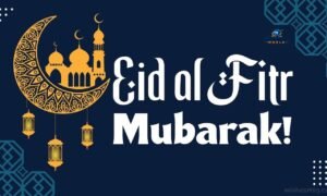 Wishes on Eid al Fitr with beautiful Eid Mubarak decorations