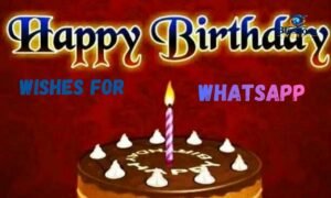 Happy birthday wishes for WhatsApp with colorful birthday cake and decorations